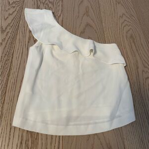 Club Monaco Asymmetric One-Shoulder Top in Off-White